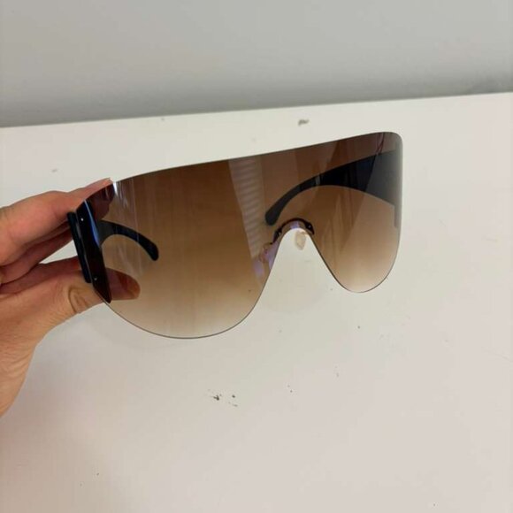 Shield Sunglasses Oversized‎ Brown Fashion Visor Sun Glasses Women XL Cover Face - Picture 3 of 4